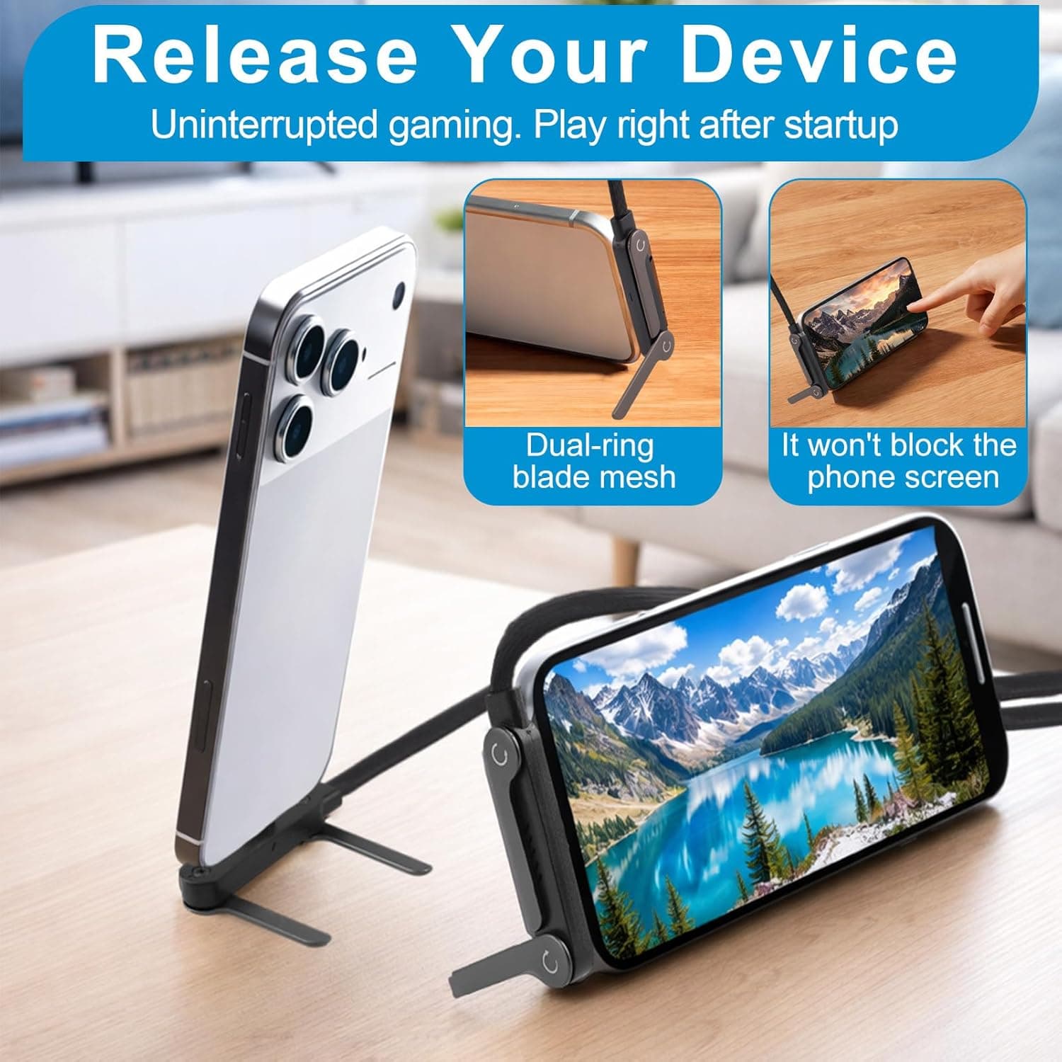 Câble USB C vers USB C 240W Tressé avec Support Téléphone Intégré Invisible, Câble de Charge Rapide PD 3.1 2-en-1, Support Pliable Mains Libres, 1,5 m pour Smartphone, Tablette, Jeux et Bureau
